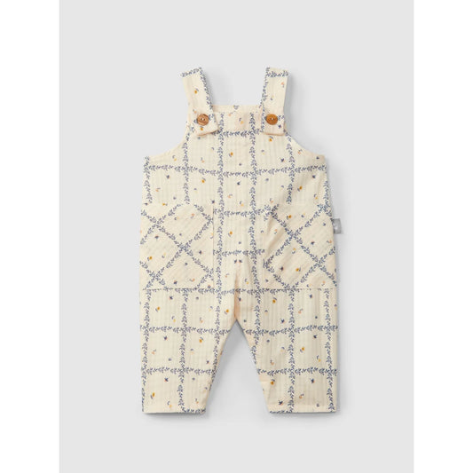 Nachhaltige Babykleidung Schweiz: Strukturierte Baumwoll-Dungarees mit floral print