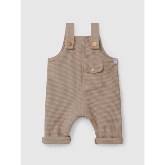 Braune Waffelstrick-Babykleider mit verstellbaren Trägern und Fronttasche