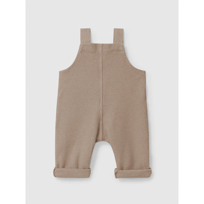 Braune Waffelstrick-Babykleidung mit geknöpften Fußabschlüssen, Dungarees Taupe