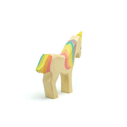 Holz-Einhorn Spielzeug mit Regenbogenmähne und -schwanz, Produkt Einhorn Regenbogen