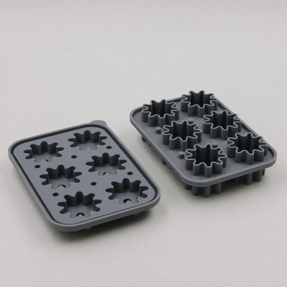 Graue Silikon-Eiswürfelform mit Sternformen, nachhaltiges Produkt