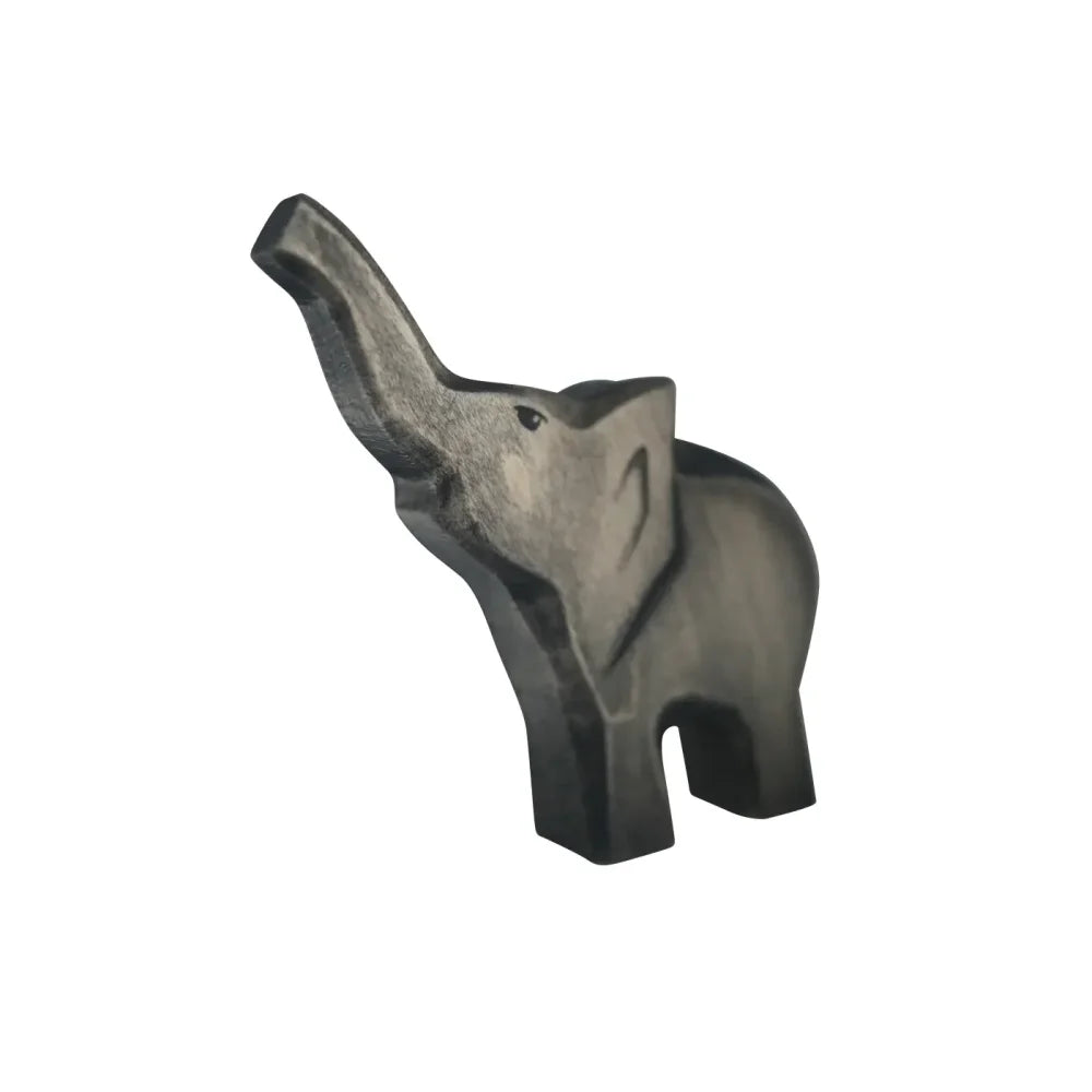 Dunkelgraue stilisierte Elefantenfigur mit erhobenem Rüssel, Produkt Elefant klein