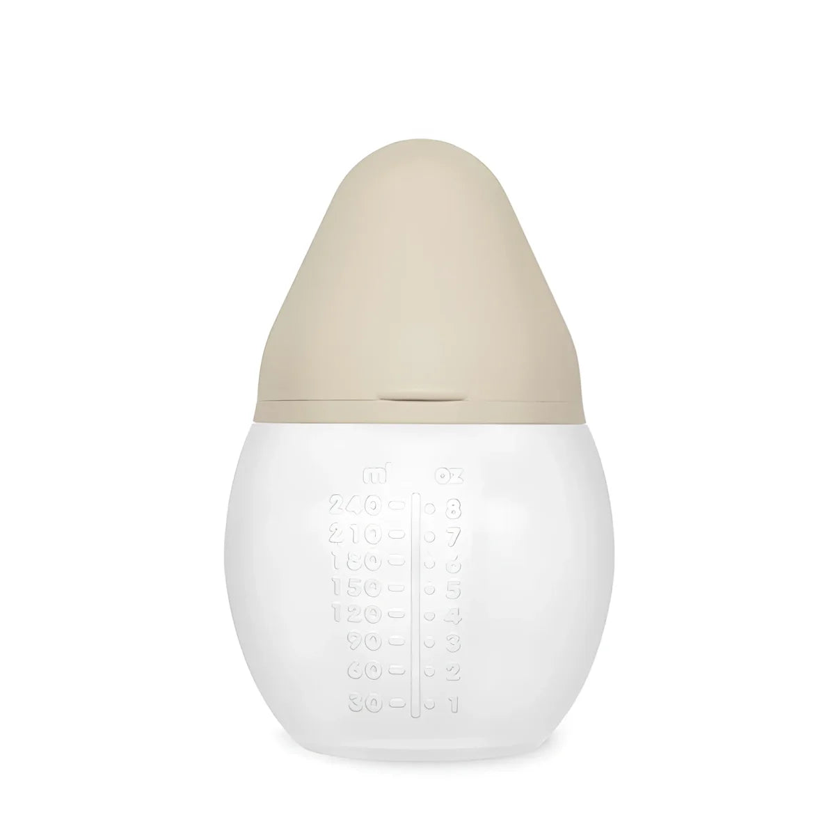 Élhée Babyflasche Sand 150 ml oder 240 ml, schlanke, transluzente weiße Flasche mit beigem Silikon-Sauger