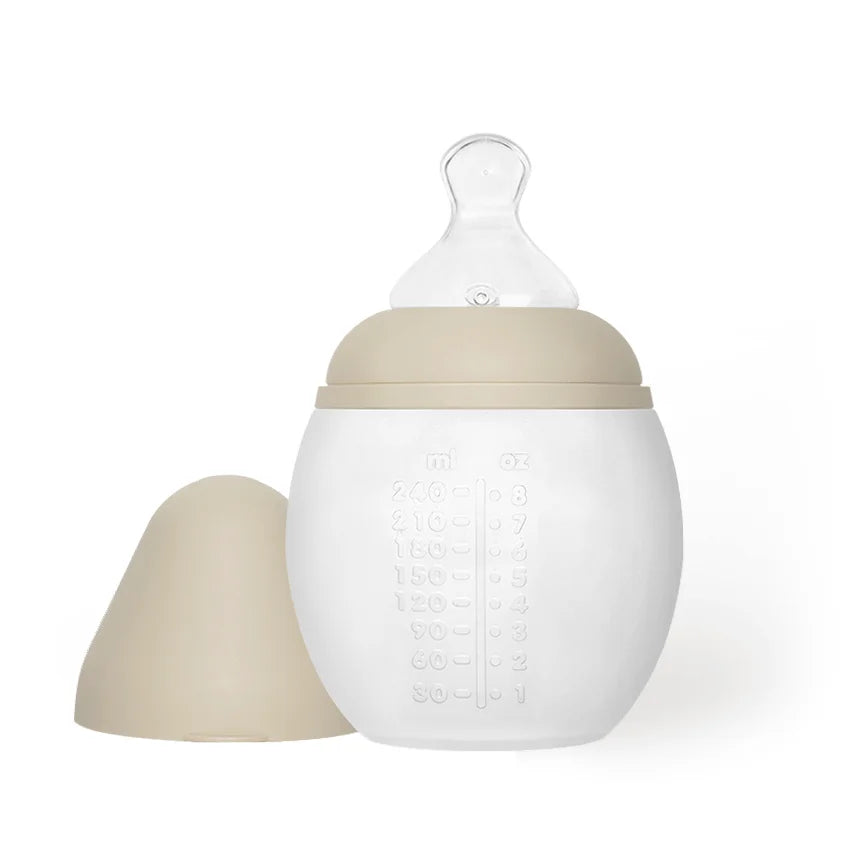 Élhée Babyflasche Sand 150 ml oder 240 ml, weiß mit Beigeverschluss