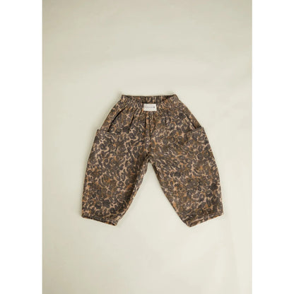 Braun-beige Leopard-Print Kinderhose Emerson Trouser Leo mit Gummibund