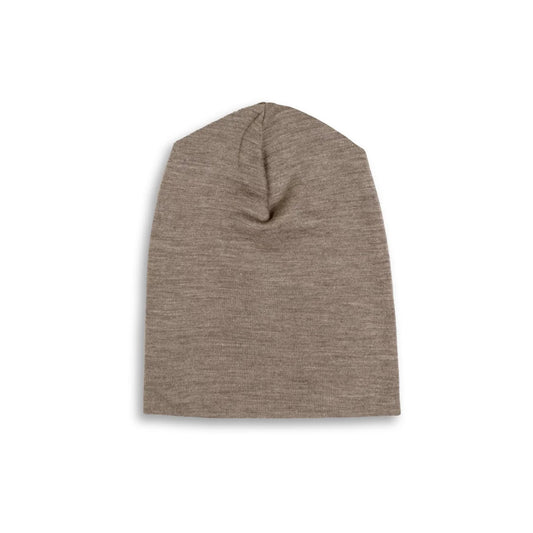 Weiche, heidegraue Strickmütze Erwachsenen-Mütze Walnuss mit Rippenstruktur