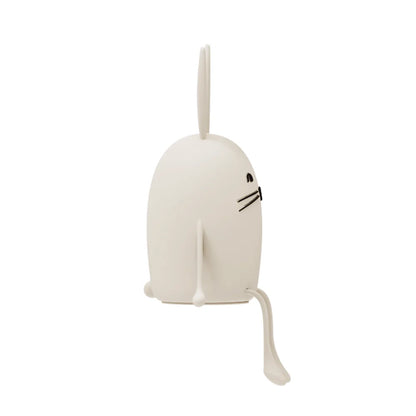 Weiße minimalistische Hasen-Nachtlampe mit kleinem Schwanz und Gesichtszügen