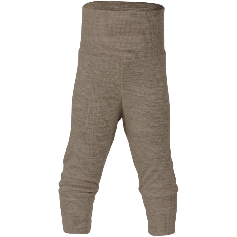 Beige Strickleggings mit breitem Bund aus der Feinripp Baby Kollektion Walnuss