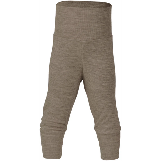 Beige Strickleggings mit breitem Bund aus der Feinripp Baby Kollektion Walnuss