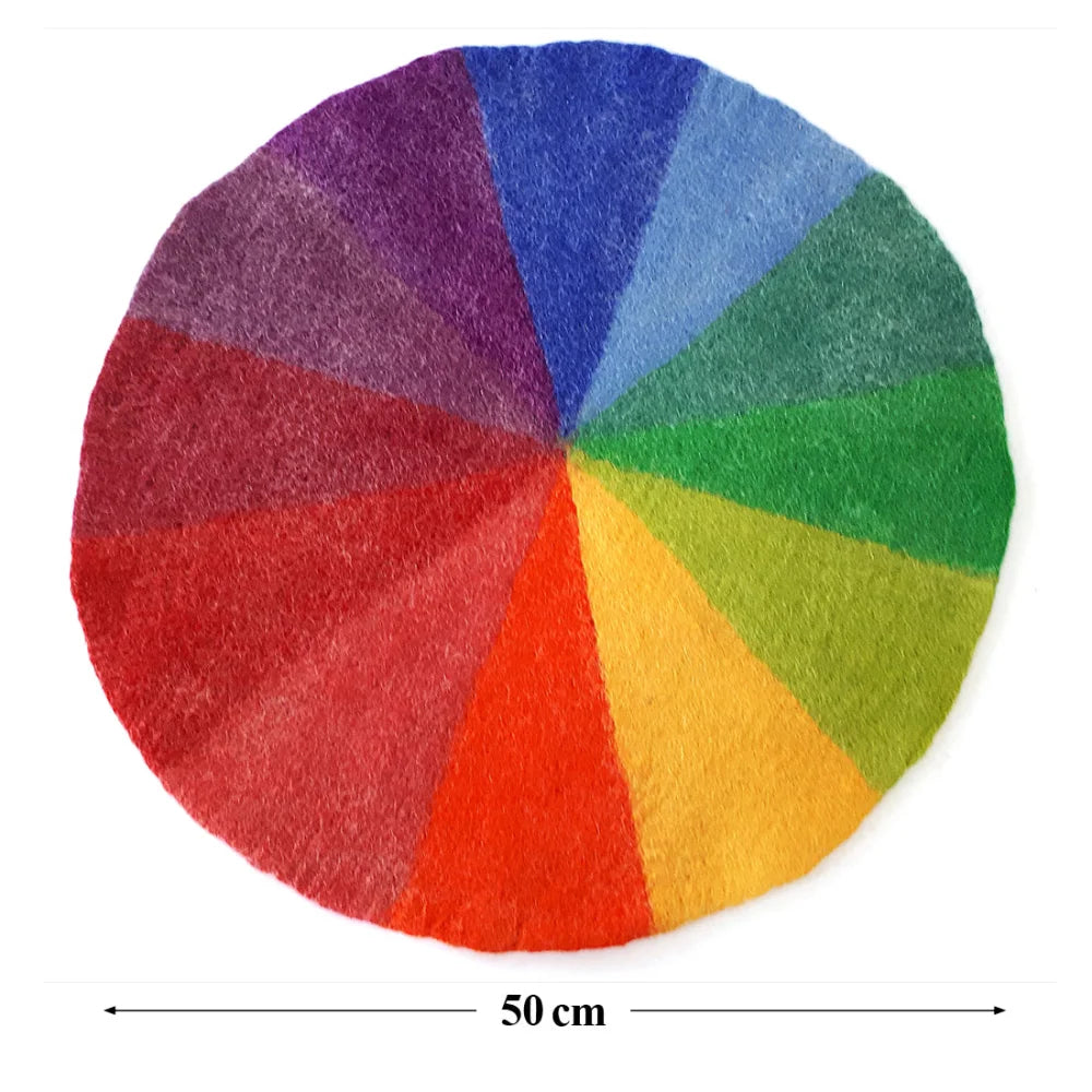 Bunter runder Filz Colour Circle Teppich 50 cm mit lebendigen Farben und flauschiger Textur für Wohnraumdeko