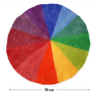 Bunter runder Filz Colour Circle Teppich 50 cm mit lebendigen Farben und flauschiger Textur für Wohnraumdeko