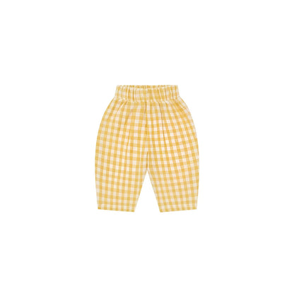 Fisherman Pants Honeycomb Gingham gelbe-weiße Karo Babyhose Rückseite