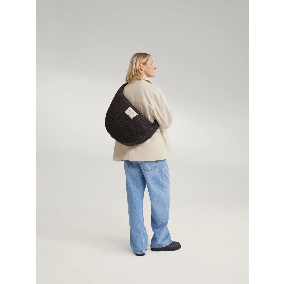 Flannel Chalkstripe Cross Body Bag Brown
