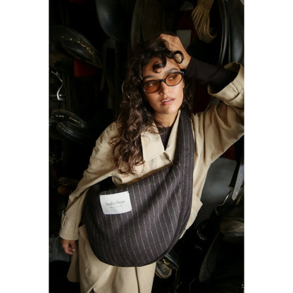 Flannel Chalkstripe Cross Body Bag Brown