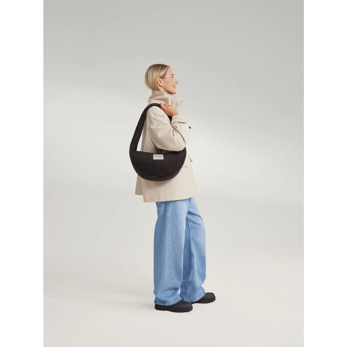 Flannel Chalkstripe Mini Cross Body Bag Brown