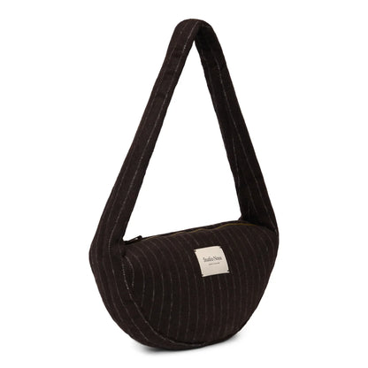Flannel Chalkstripe Mini Cross Body Bag Brown