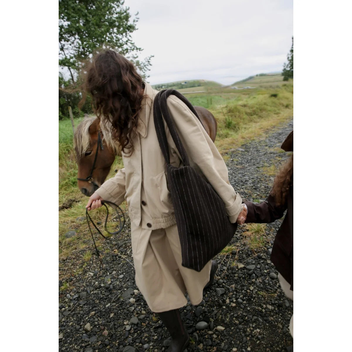 Flannel Chalkstripe Mom Bag Brown