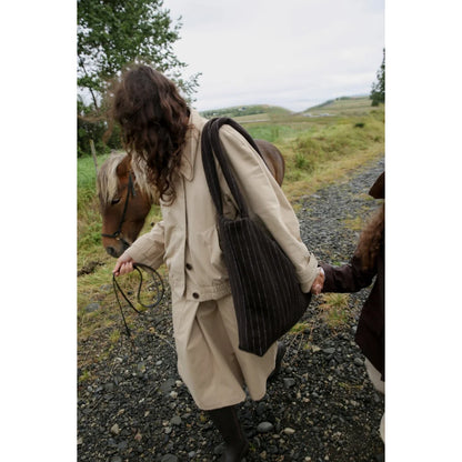 Flannel Chalkstripe Mom Bag Brown