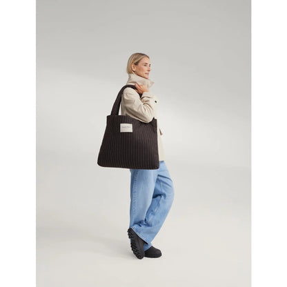 Flannel Chalkstripe Mom Bag Brown