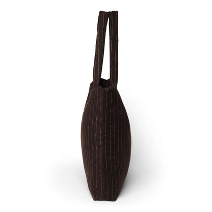 Flannel Chalkstripe Mom Bag Brown