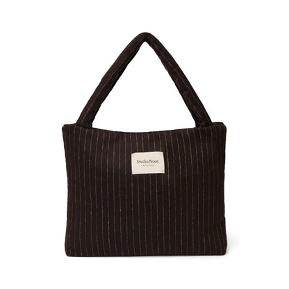 Flannel Chalkstripe Mom Bag Brown