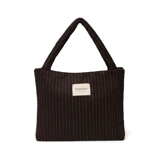 Flannel Chalkstripe Mom Bag Brown