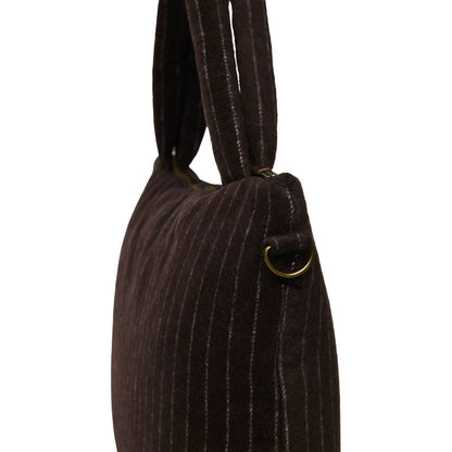 Flannel Chalkstripe Mom Diaper Bag Brown