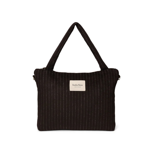 Flannel Chalkstripe Mom Diaper Bag Brown