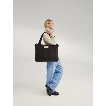 Flannel Chalkstripe Mom Diaper Bag Brown