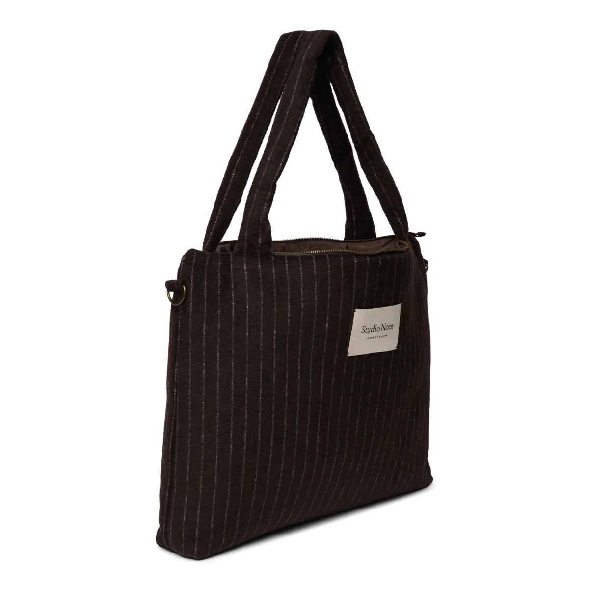 Flannel Chalkstripe Mom Diaper Bag Brown