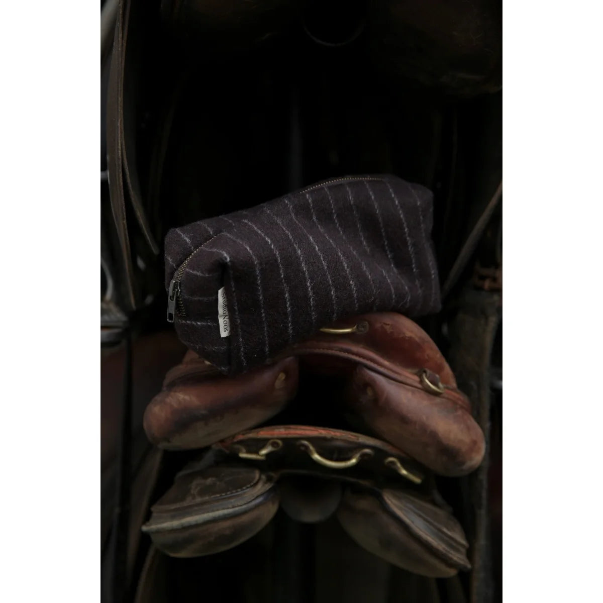 Flannel Chalkstripe Necessaire Brown