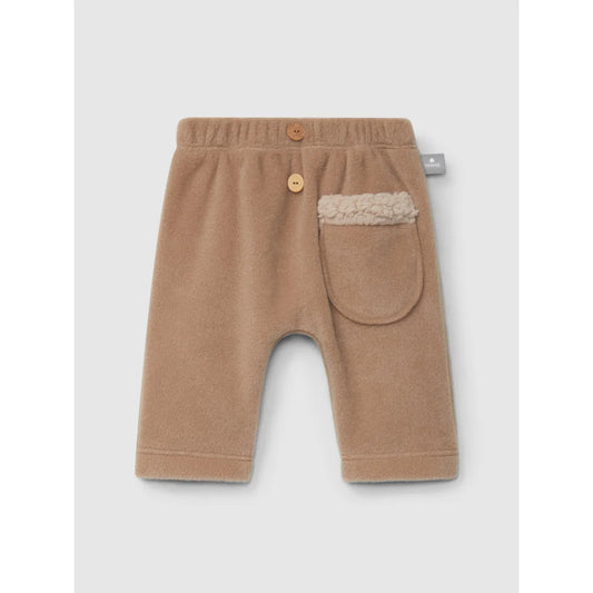 Braune Fleece-Babypants mit kuscheligem Taschenrand, ideal für Komfort und Stil