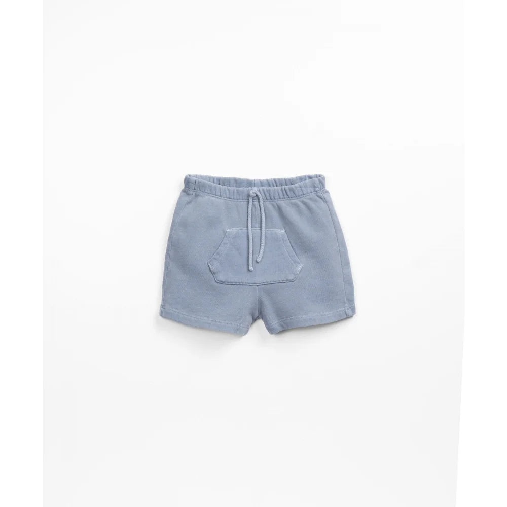 Helle blaue Baumwollshorts mit elastischem Bund und Zugband, Fleece Shorts Sea