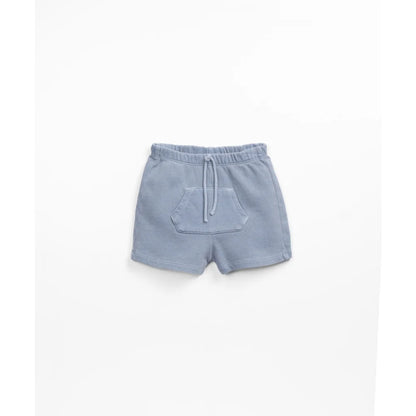 Helle blaue Baumwollshorts mit elastischem Bund und Zugband, Fleece Shorts Sea