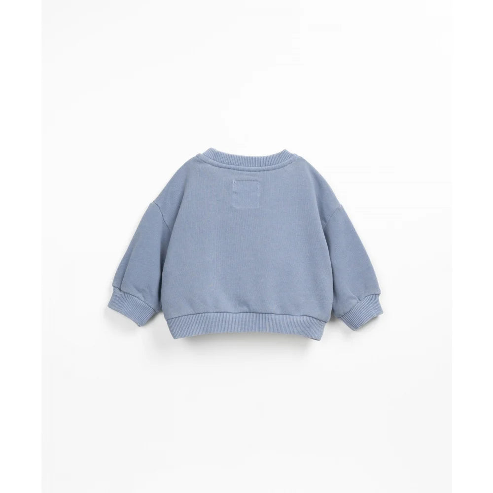 Hellblaues Kinder-Sweatshirt mit gerippten Bündchen und Saum aus Fleece, Sea