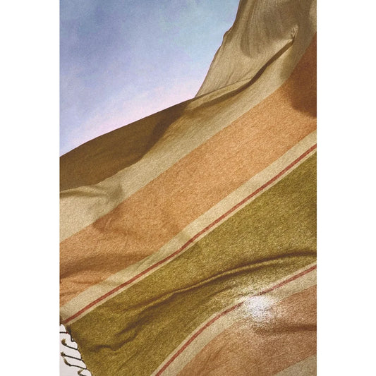 Leichtes fouta baumwolltuch sea in erdigen tönen mit streifen und roten linien ideal für ökologische baby- und kinderprodukte