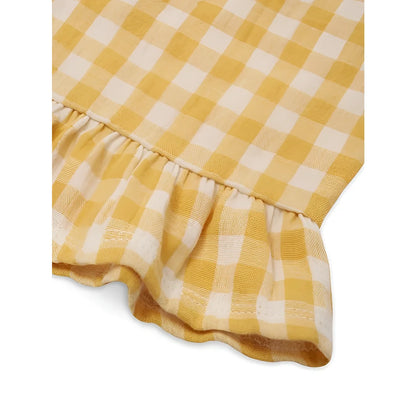 Frill Culottes Honeycomb Gingham in gelb-weißem Karo mit Rüschensaum
