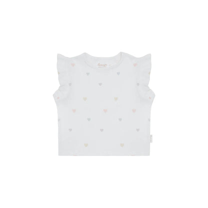 Frill Sleeve Top Hearts: weiße Bluse mit Rüschen, viel Bewegungsfreiheit