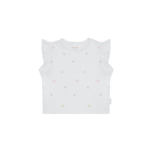 Frill Sleeve Top Hearts: weiße Bluse mit Rüschen, viel Bewegungsfreiheit