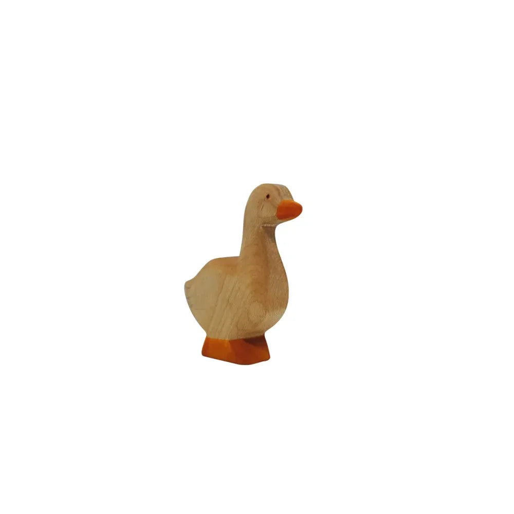 Holz-Gans-Figur mit orangefarbenem Schnabel und Füßen, Produktname Gans