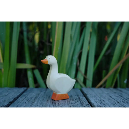 Hellecreckfarbener Holzente mit orangefarbenem Schnabel und Füßen, Produkt Gans