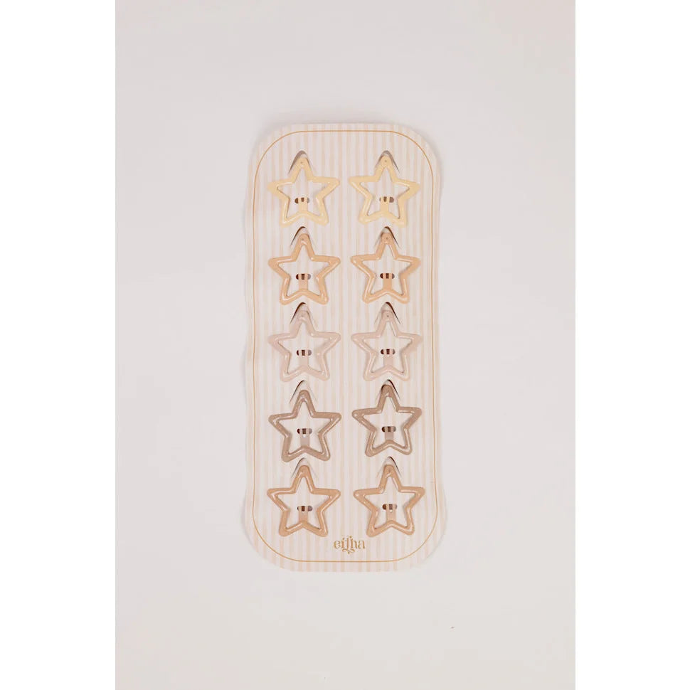 Goldene Stern-Haarclips in Glitzer Starlight im klaren Plastikgehäuse