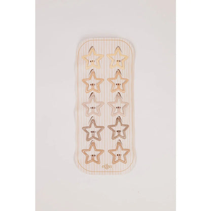 Goldene Stern-Haarclips in Glitzer Starlight im klaren Plastikgehäuse