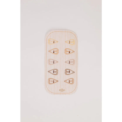 12er goldene Herz-Haarclips auf Holzteller, Glitter Sweetheart