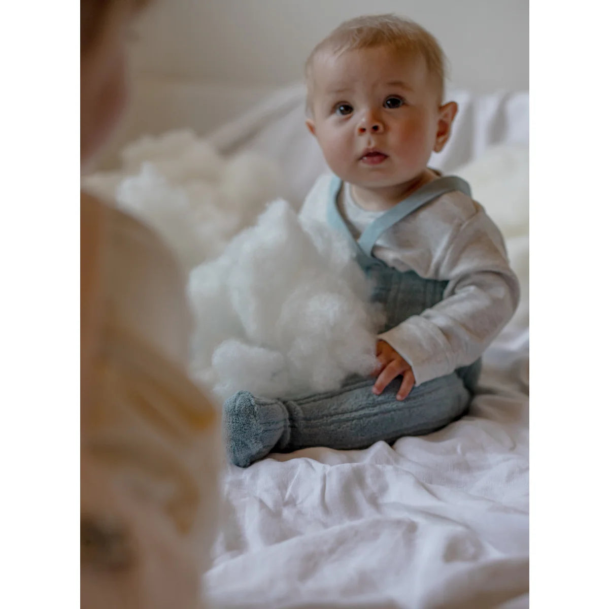 Granny Teddy Footed Strumpfhose mit Träger | Misty Blue