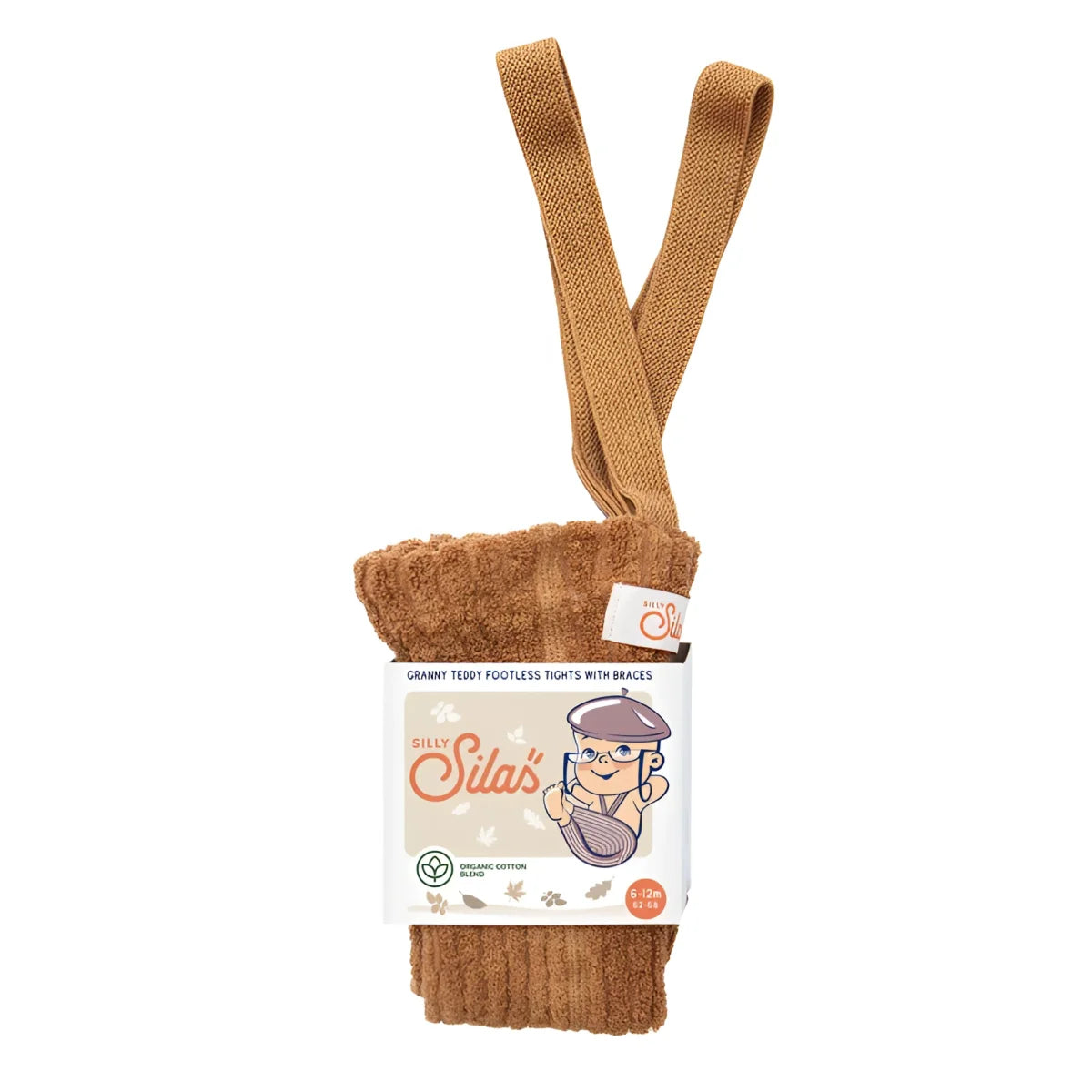 Paar braune kniehohe Socken mit Etikett, Granny Teddy Footless Strumpfhose Amber