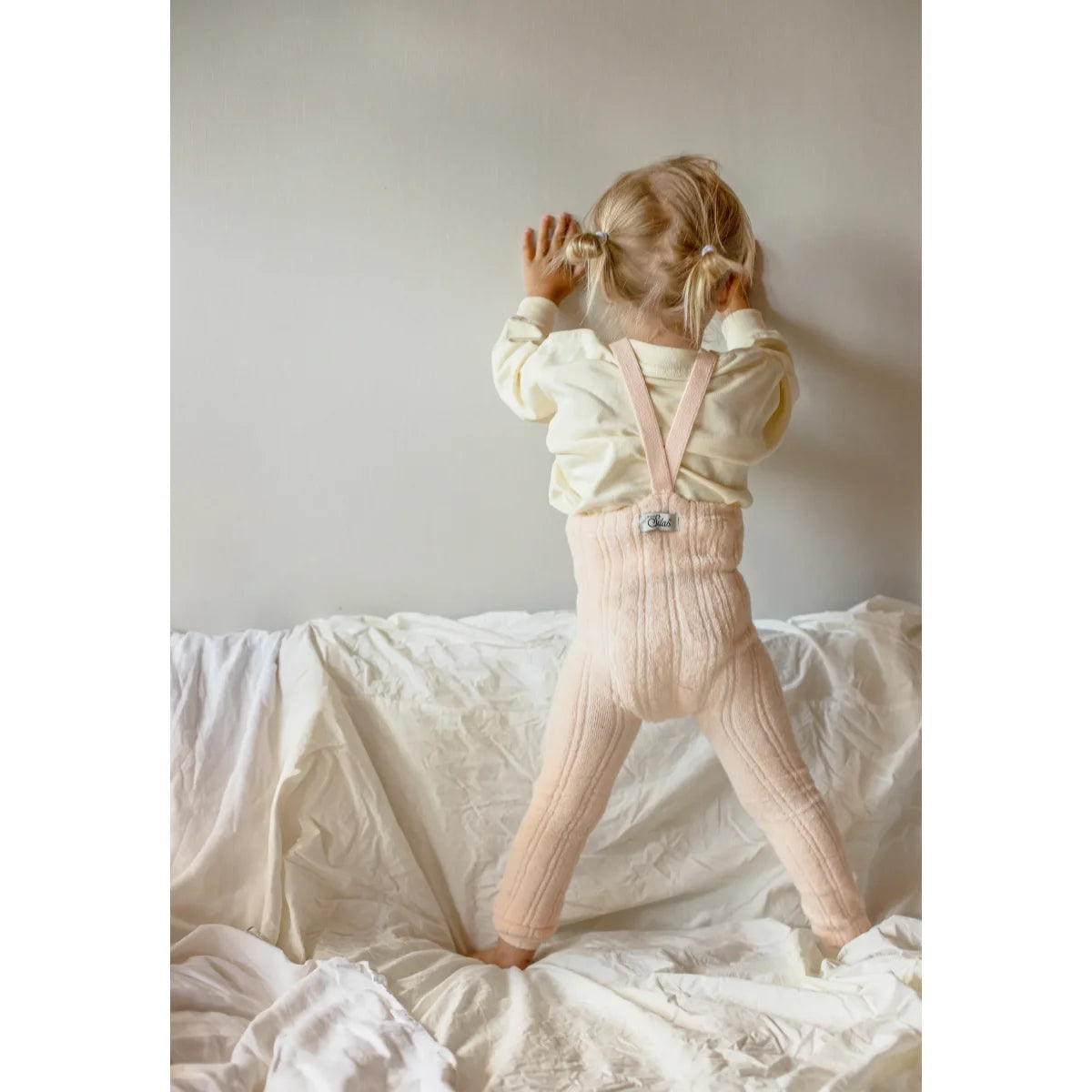 Collants Granny Teddy sans pieds avec bretelles | Silky Peach
