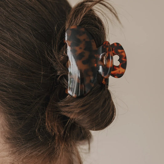 Tortoiseshell Haarspange maxi Herz Amber mit Herz-Ausschnitt