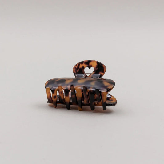Tortoiseshell-Muster Haarspange maxi Herz Amber mit Herz-Ausschnitt