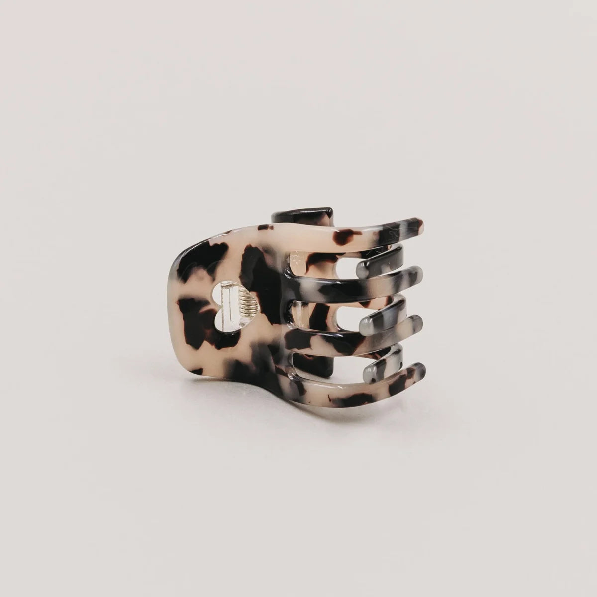 Haarspange klein Herz Leo: Schildpatt-Krallklemme mit Metallfeder für lockiges Haar